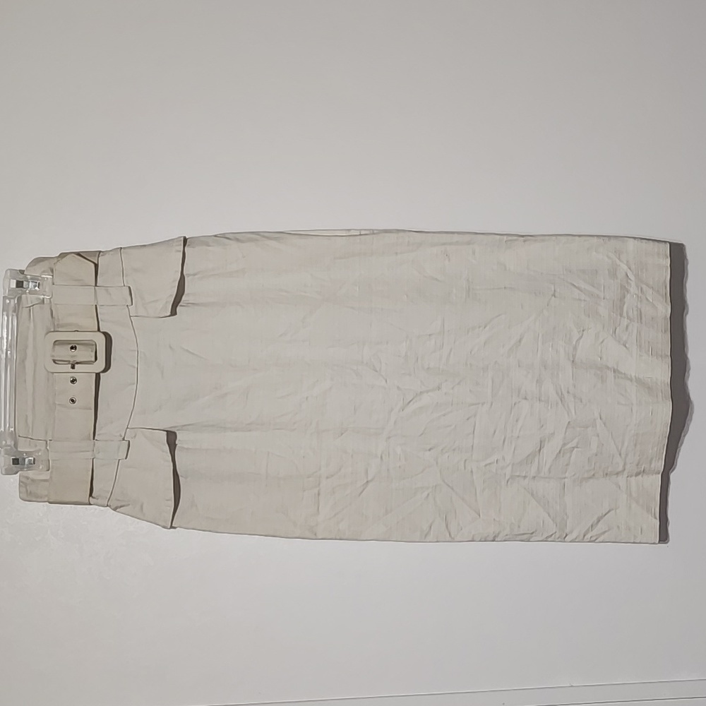 Cue Belted Pencil Skirt Beige Size 6